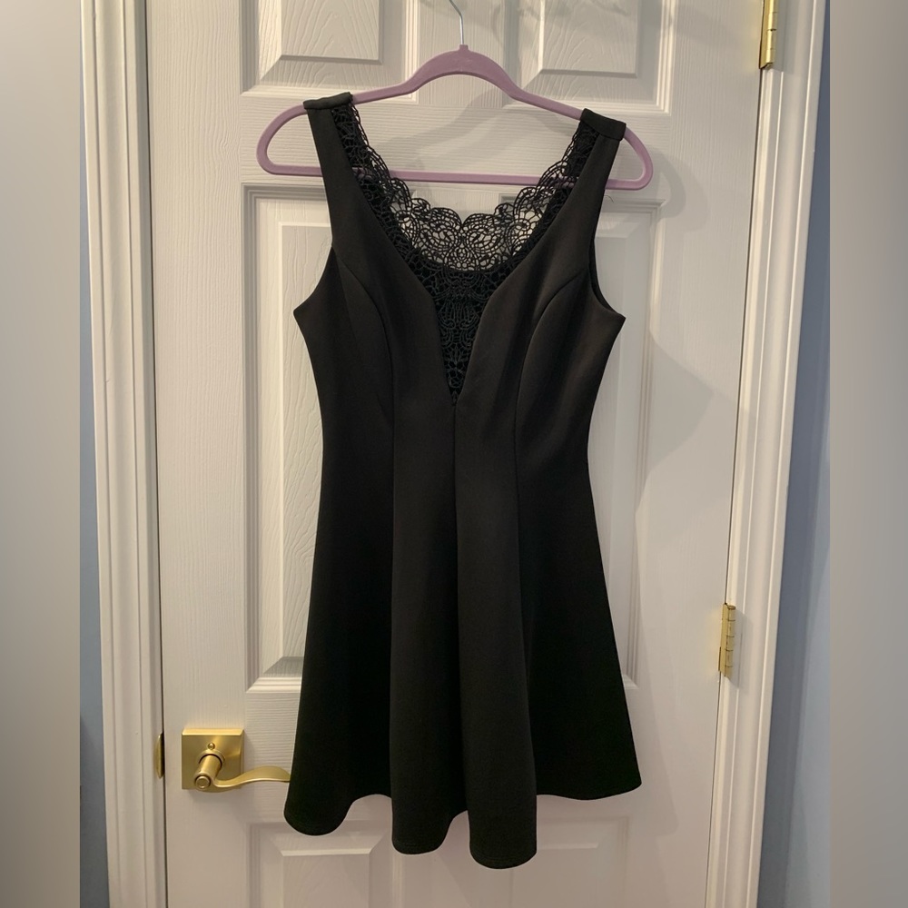 City Studio Black Dress with Lace Detailing - Medium